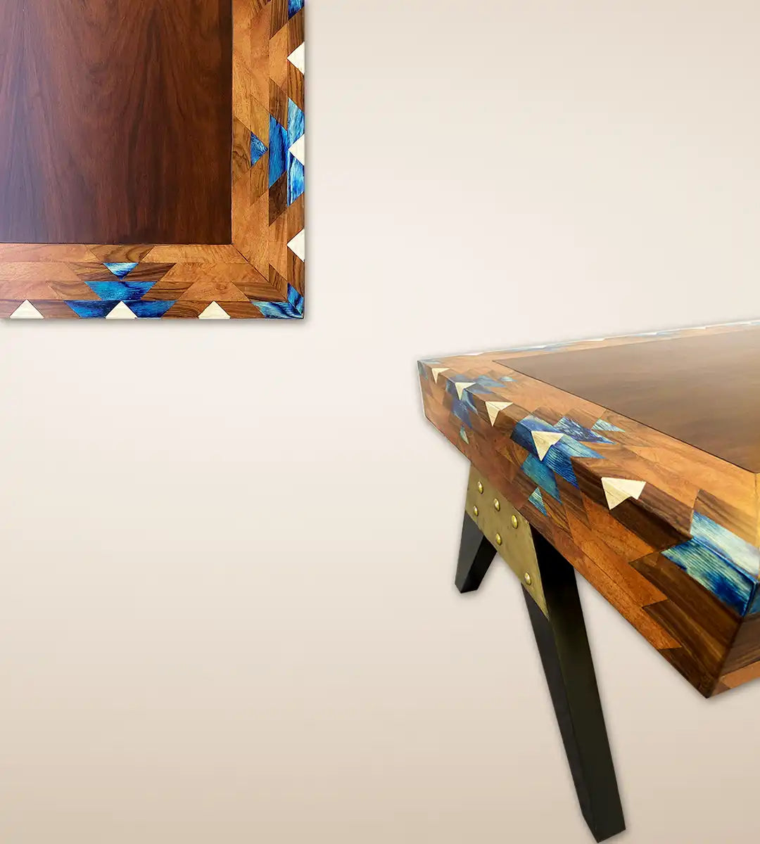 Aqua Parquetry Luxury Wooden Coffee Table - Heritage Home
