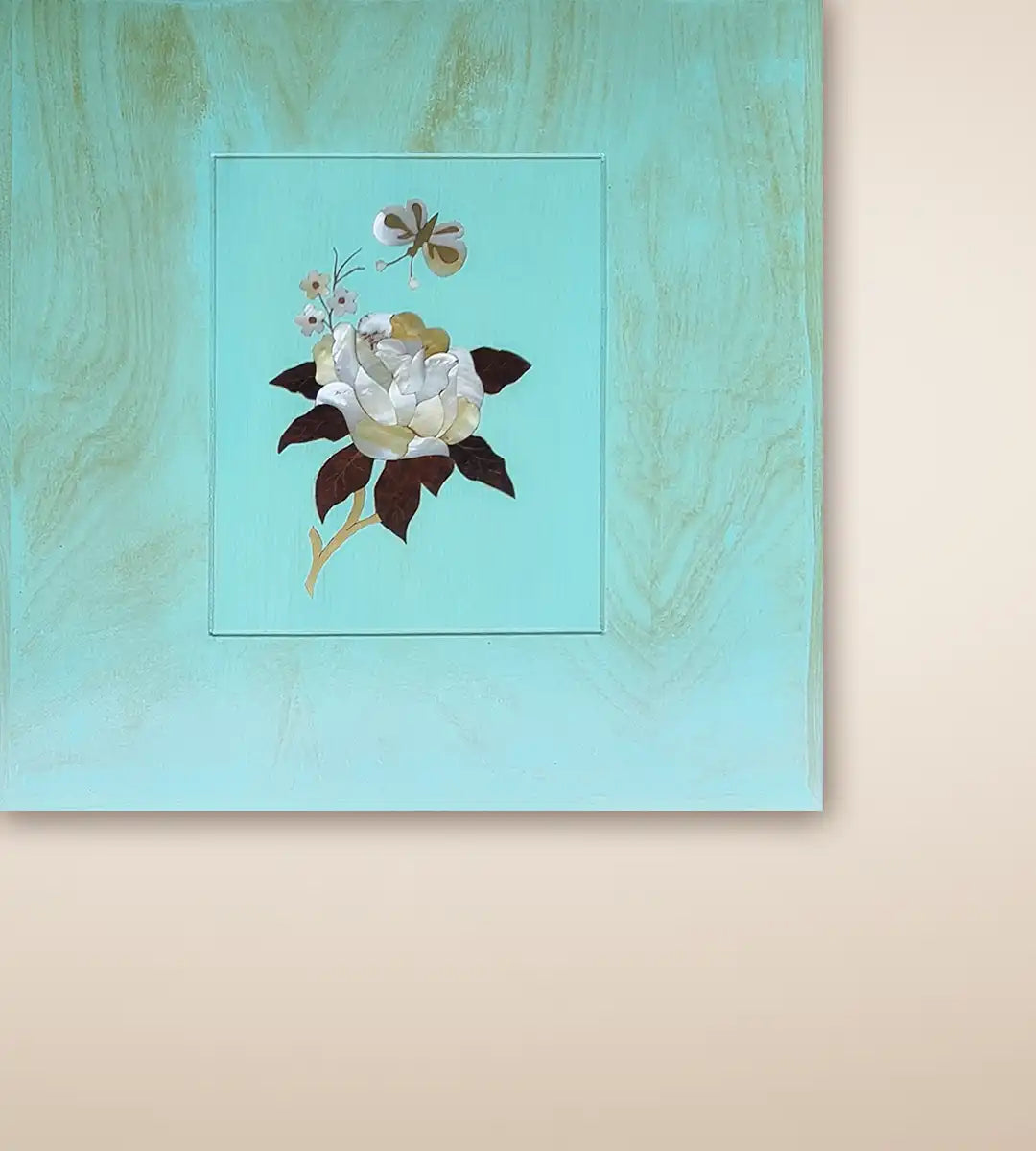 Iris Luxury Wooden Tall Side Table - Aqua Color