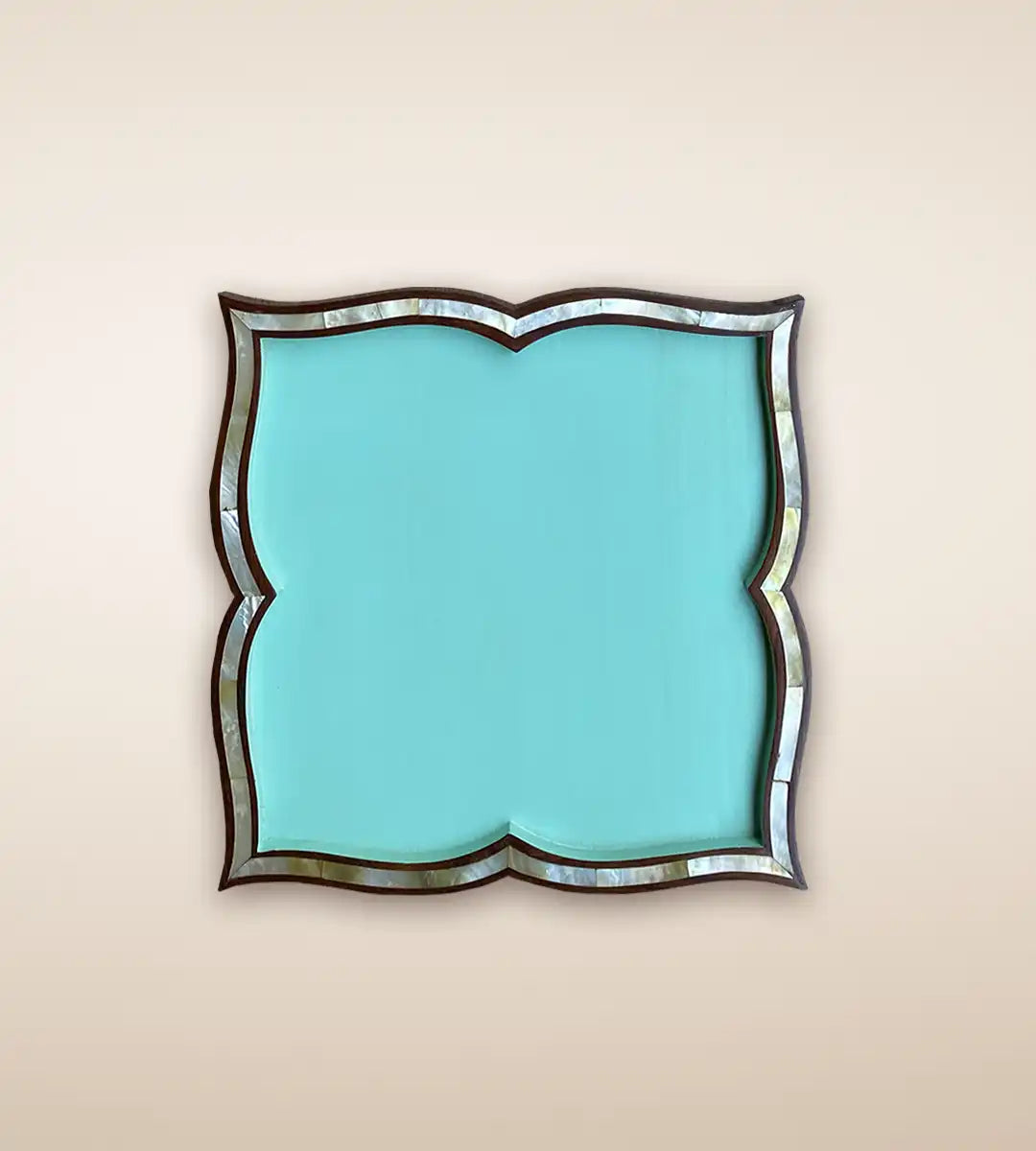 Kanwal Premium Wooden Serving Tray - Teal Color