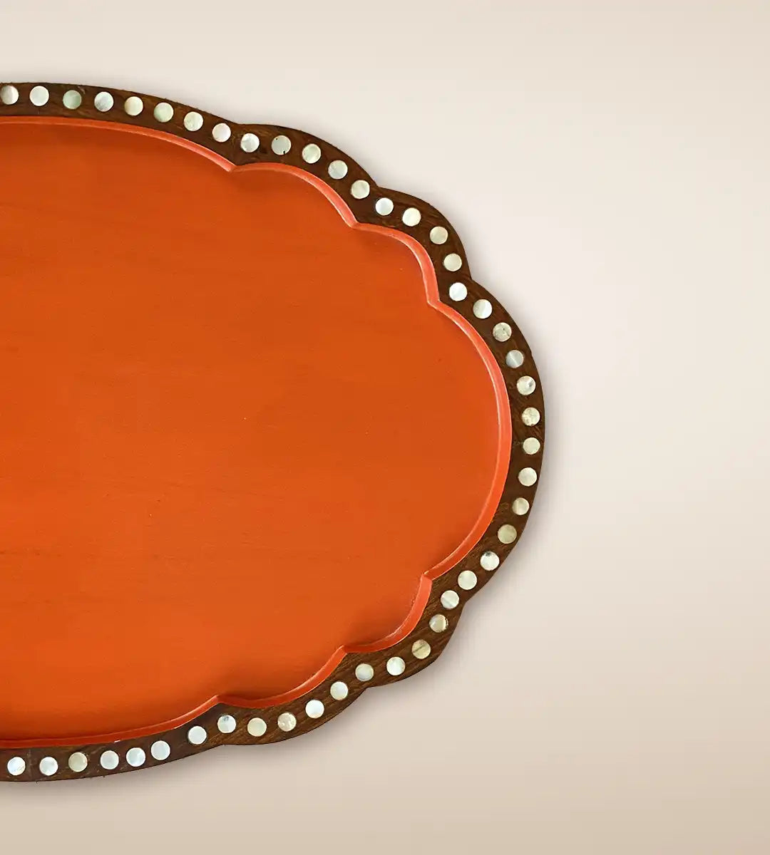 Skyros Premium Wooden Round Serving Tray Crimson Color
