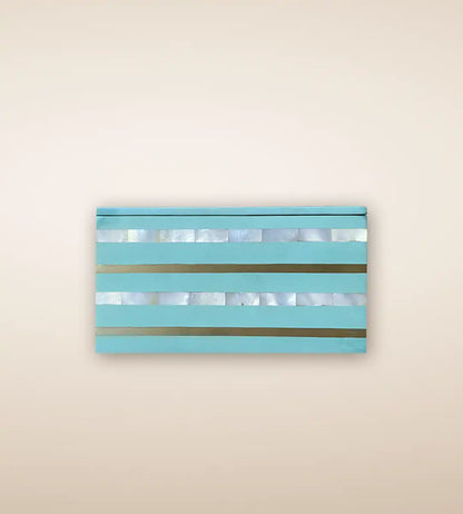 Aqua Multi Striped Wooden Tissue Box