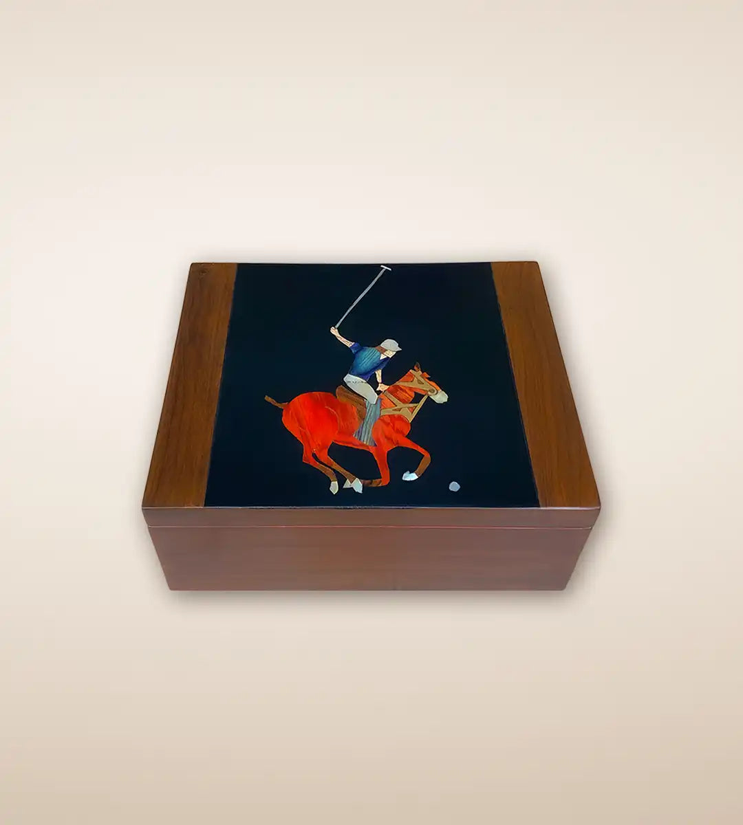 Black Polo Wooden Accent Box