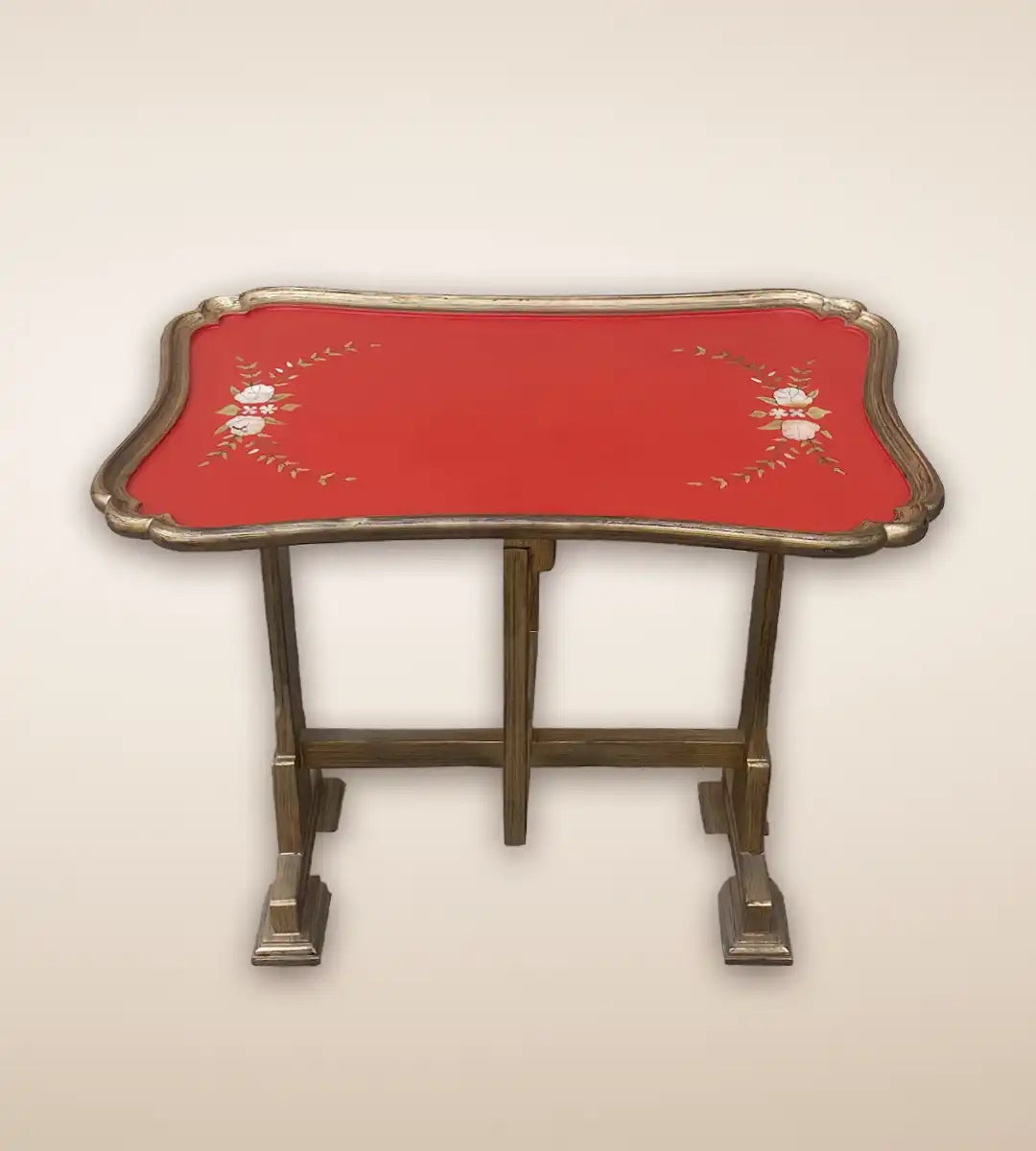 Calla Wooden Serving Tray Table Crimson Color 