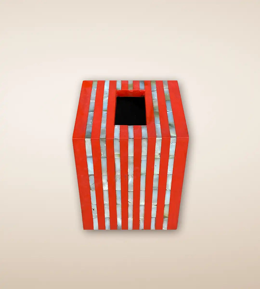 Crimson Striped Wooden Tissue Box by Heritage Home