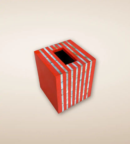 Crimson Striped Wooden Tissue Box by Heritage Home