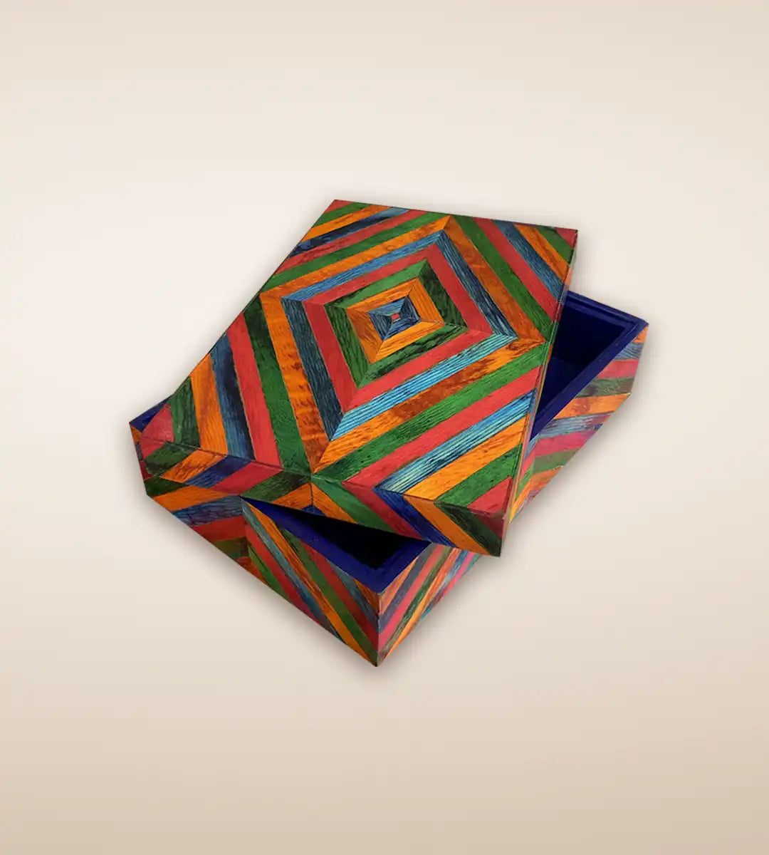 Diamond Parquetry Luxury Handmade Wooden Box - Multi Color