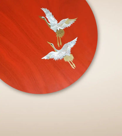 Flying Crane Luxury Wooden Tall Side Table