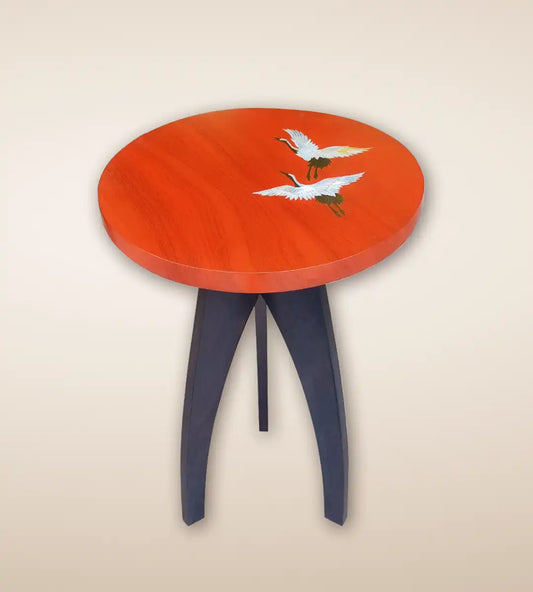 Flying Crane Luxury Wooden Tall Side Table