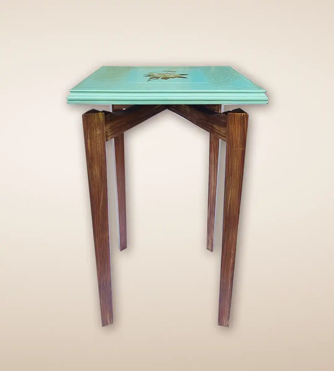 Iris Luxury Wooden Tall Side Table - Aqua Color 