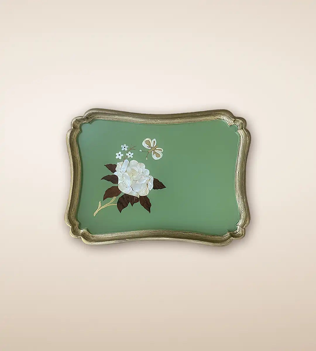 Iris Premium Wooden Serving Tray Green