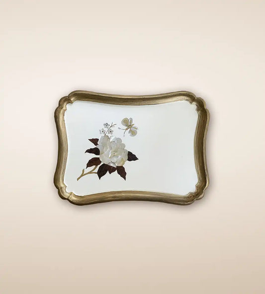 Iris Tray Premium Wooden Serving Tray Pearl White