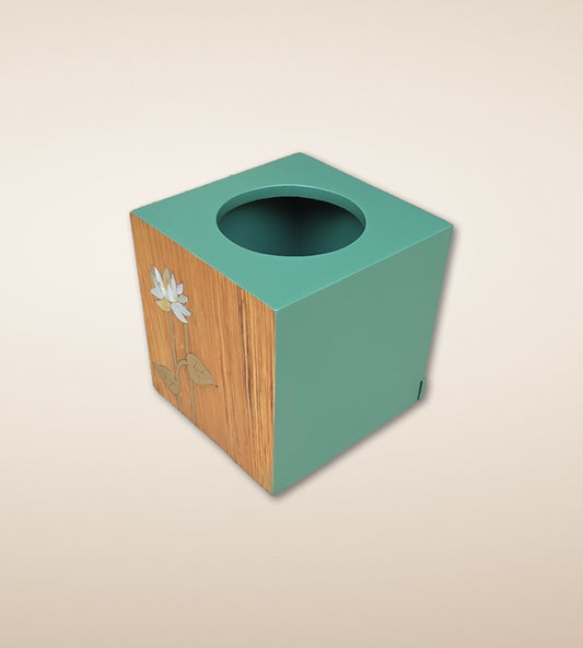 Lotus Tissue Box -Cyan