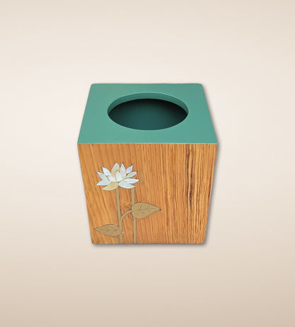 Lotus Tissue Box -Cyan