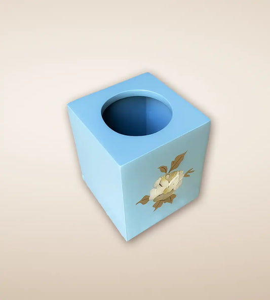 Light Blue Rosa Wooden Tissue Box 1