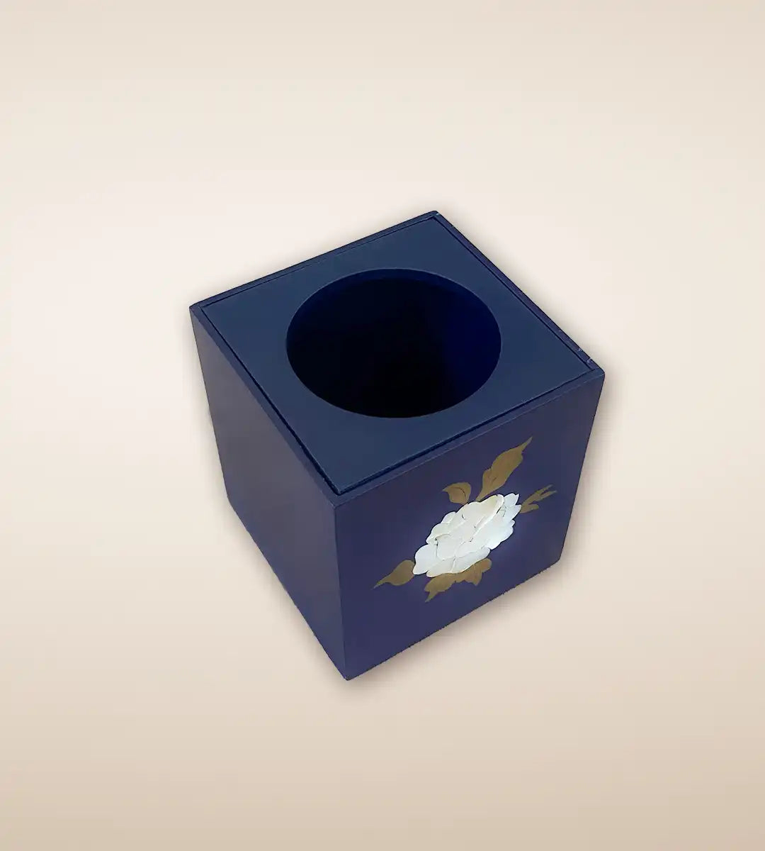 Navy Rosa Wooden Tissue Box 1