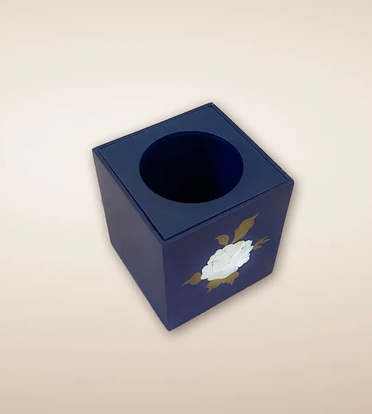 Navy Rosa Wooden Tissue Box 1