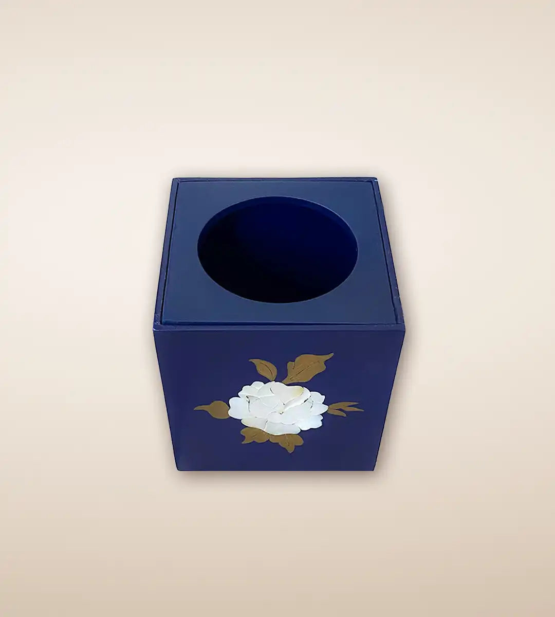 Navy Rosa Wooden Tissue Box 2