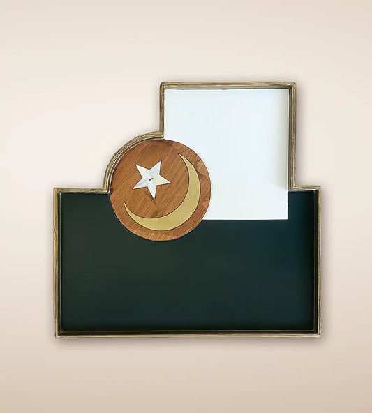 Pakistan Flag Printed Abstract Premium Wooden Serving Tray