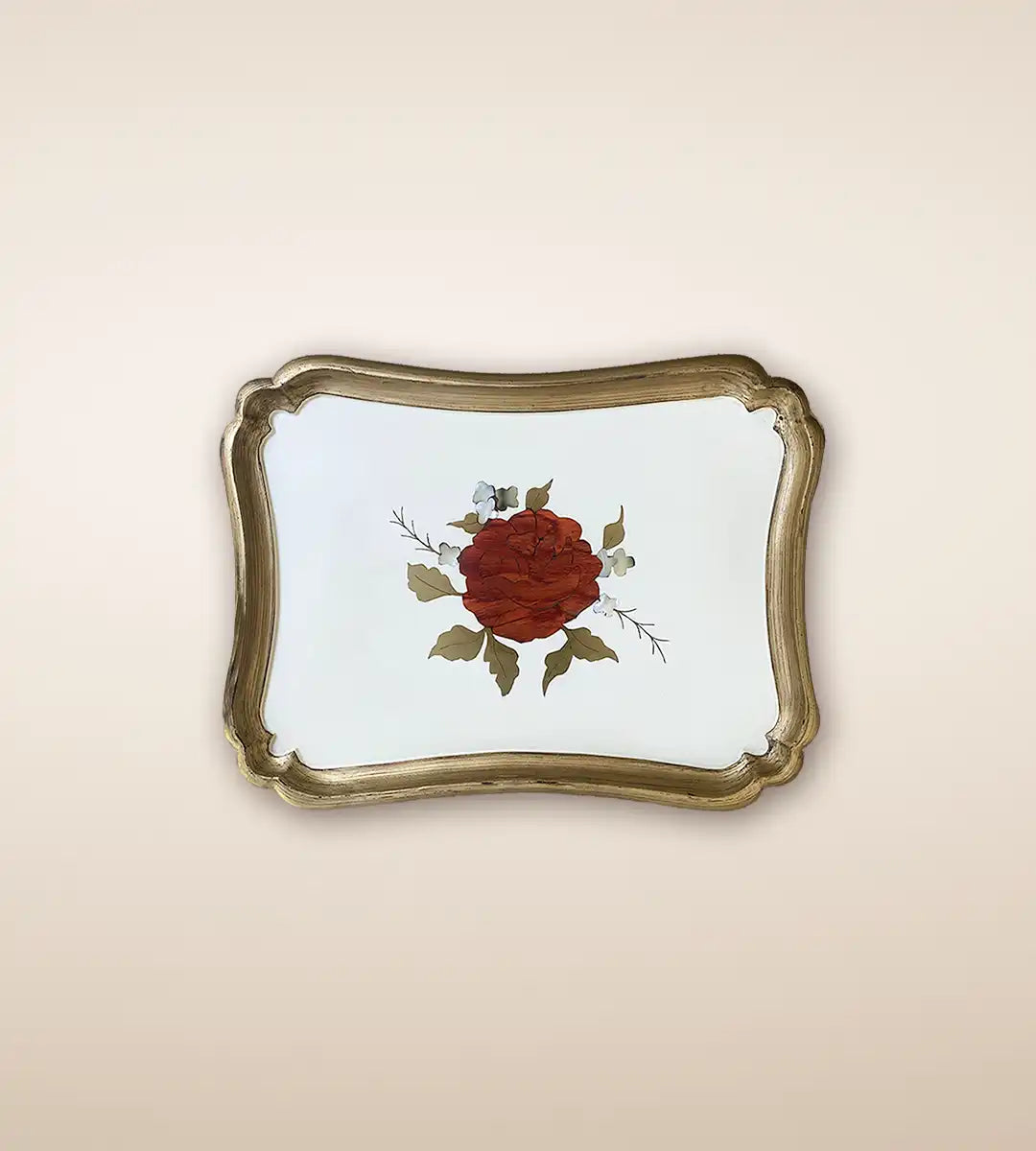 Red Rose Print Premium Wooden Serving Tray