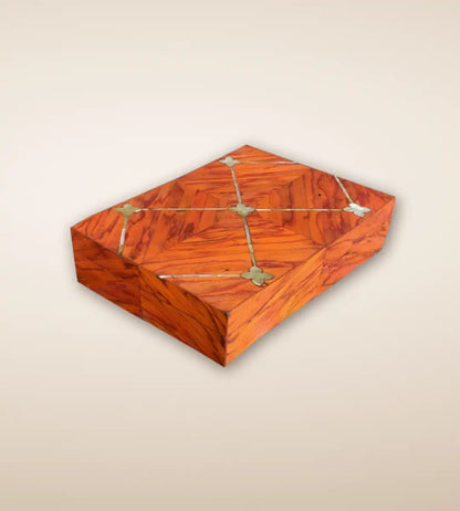 Rust Parquetry Floret Luxury Handmade Wooden Jewelry Box