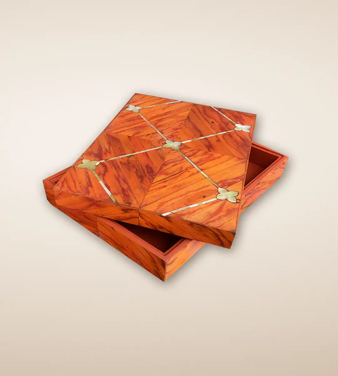 Rust Parquetry Floret Luxury Handmade Wooden Jewelry Box