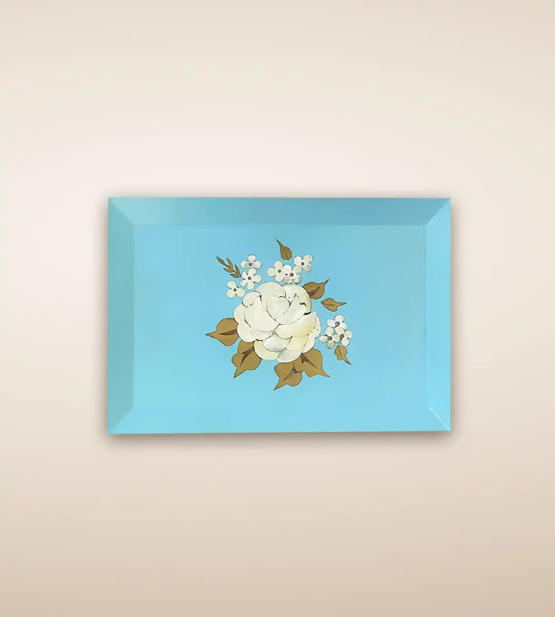 Single Rosa Luxury Handmade Wooden Box - Aqua Color 