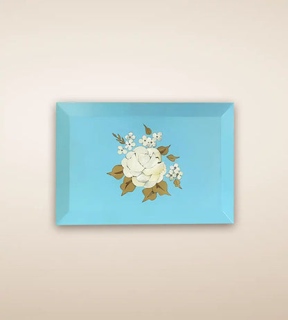 Single Rosa Luxury Handmade Wooden Box - Aqua Color 