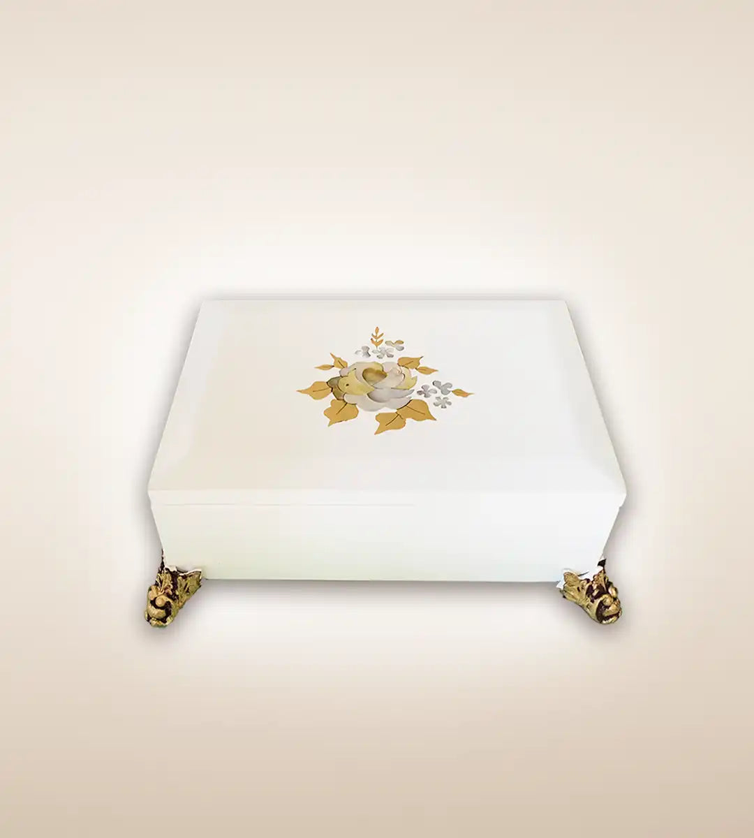 Single Rosa Luxury Handmade Wooden Box White Color