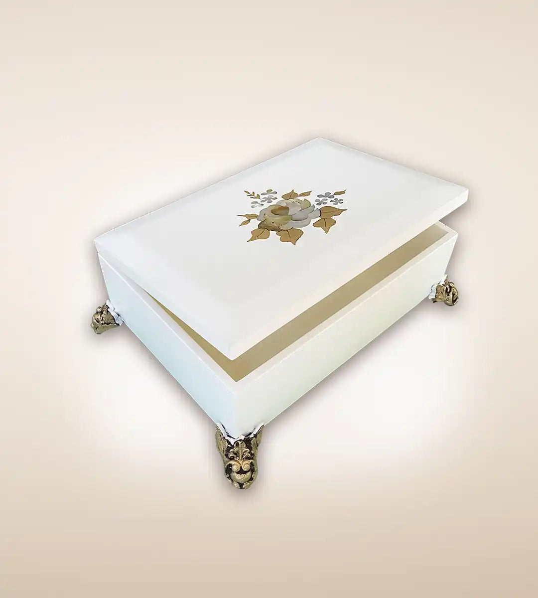 Single Rosa Luxury Handmade Wooden Box White Color