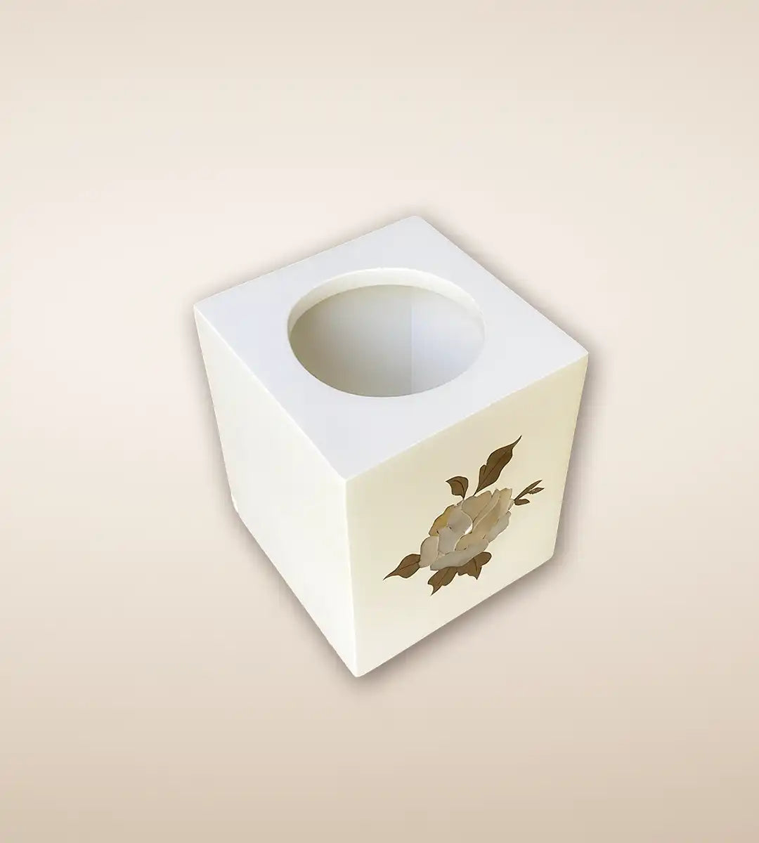 White Rosa Wooden Tissue Box 1