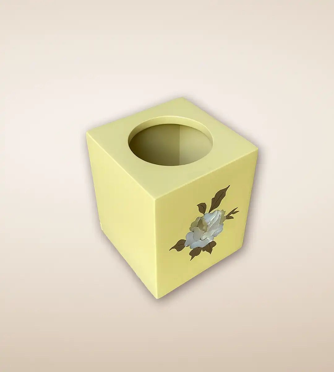 Yellow Rosa Wooden Tissue Box 1