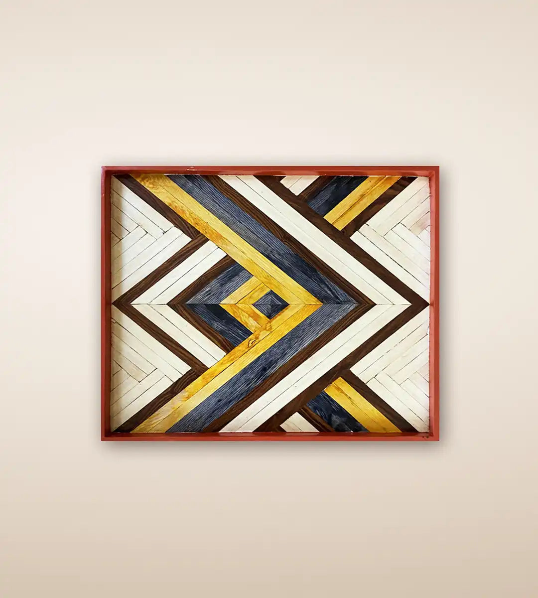 ZigZag Parquetry Pattern Wooden Serving Tray